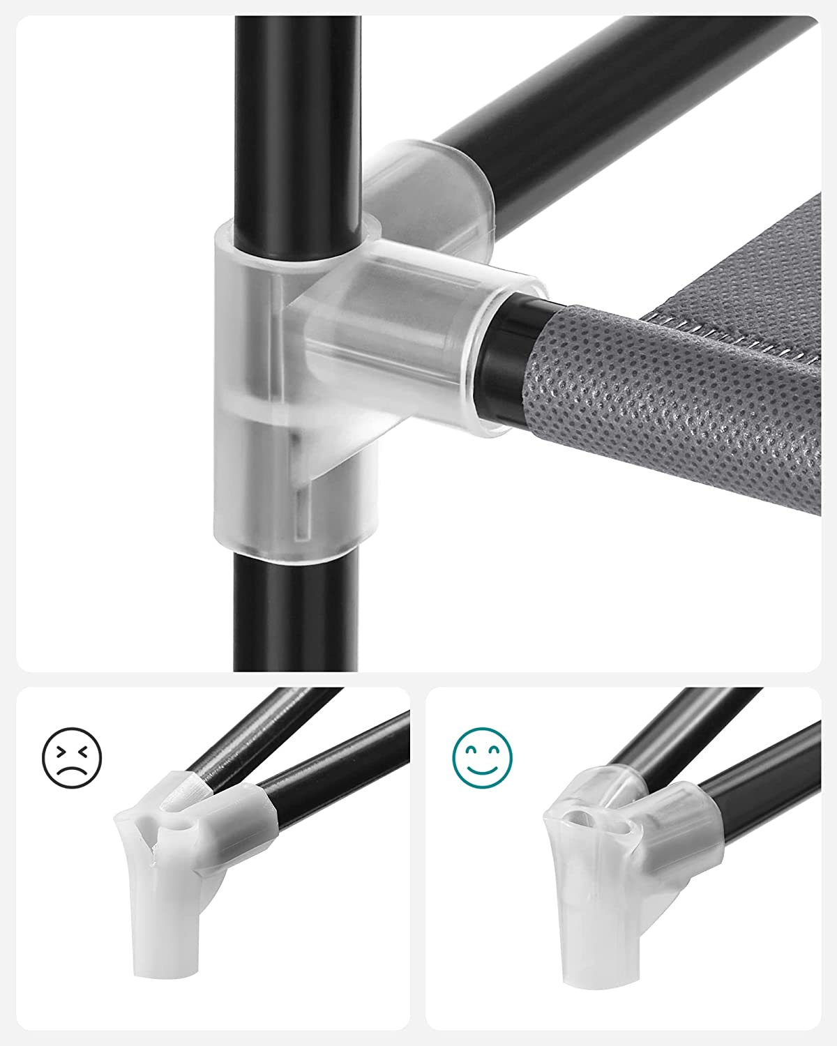 UDEAR Portable Garderobekast Kleding Organizer Niet-geweven Stoffen Hoes Met 6 Opslagplanken, 2 Hangende Secties en 4 Zijzakken, Zwart