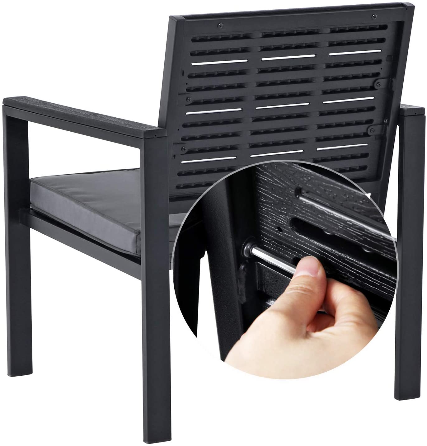 SVITA TULUM balkonmeubel, 3-delige tuinmeubelset, balkonstoelen met tafel, zwart