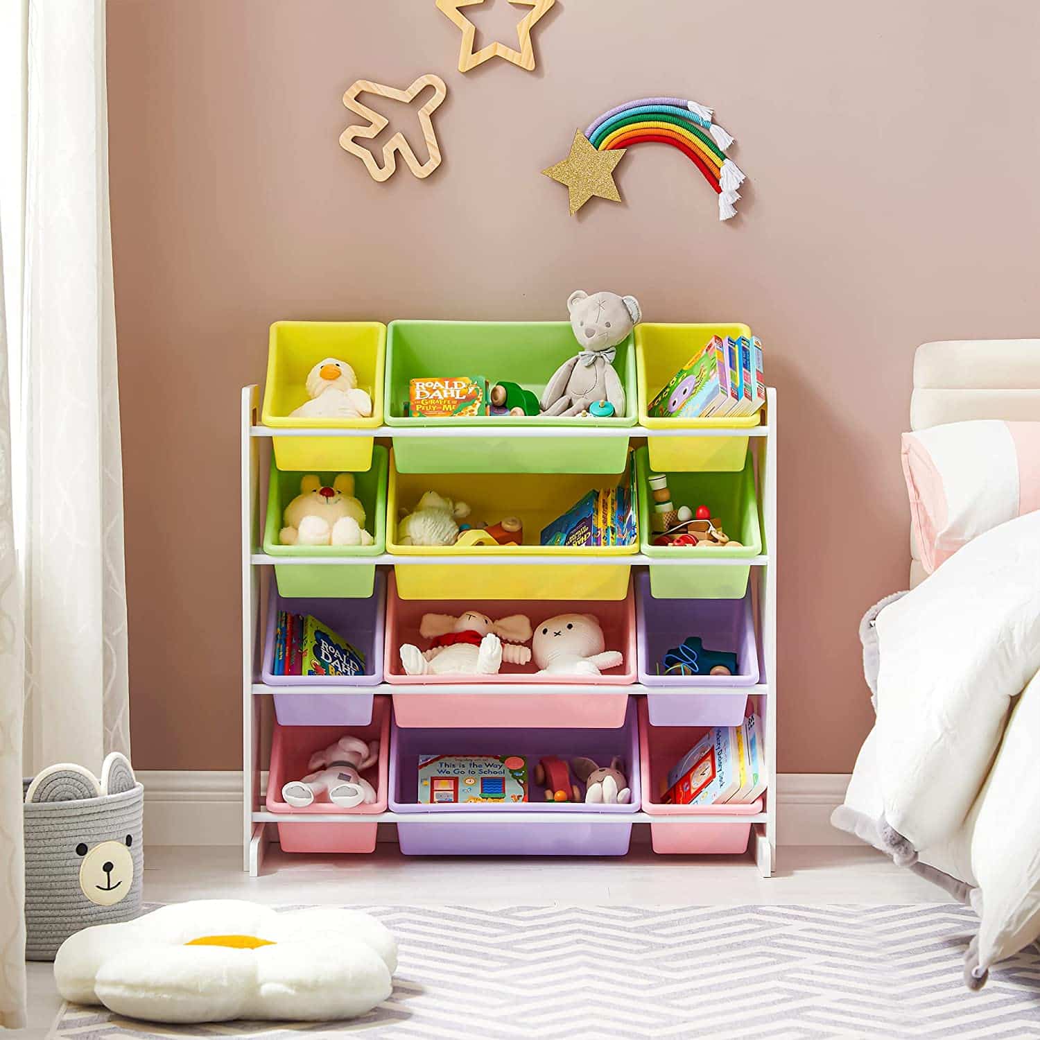 Speelgoedrek, Multifunctionele Kast Voor Kinderen, Met 12 Afneembare Kunststof Boxen Frame Wit Meerkleurig Gkr04kl Speelgoedrek, Multifunctionele Kast Voor Kinderen, Met 12 Afneembare Kunststof Boxen Frame Wit Meerkleurig Gkr04kl