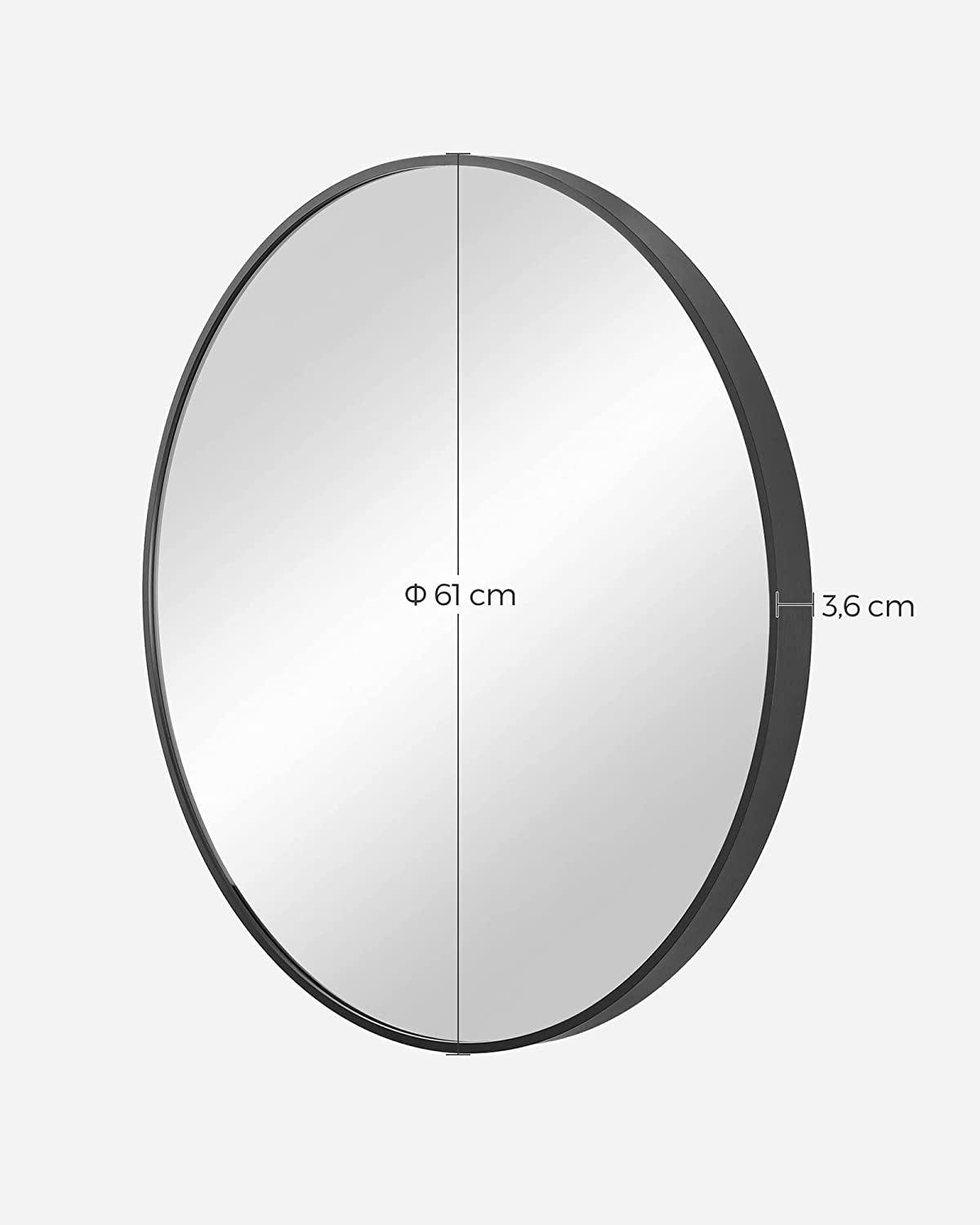 SONGMICS Wandspiegel 91x61 Cm - Rechteckig Mit Aluminiumrahmen, Sicherheitsfolie - Für Bad, Wohn- & Schlafzimmer