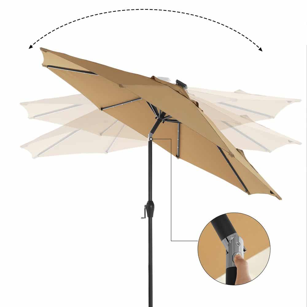 Parasol Tuinparasol LED verlichting & Kantelbaar 2.7 m Crème Knikbaar