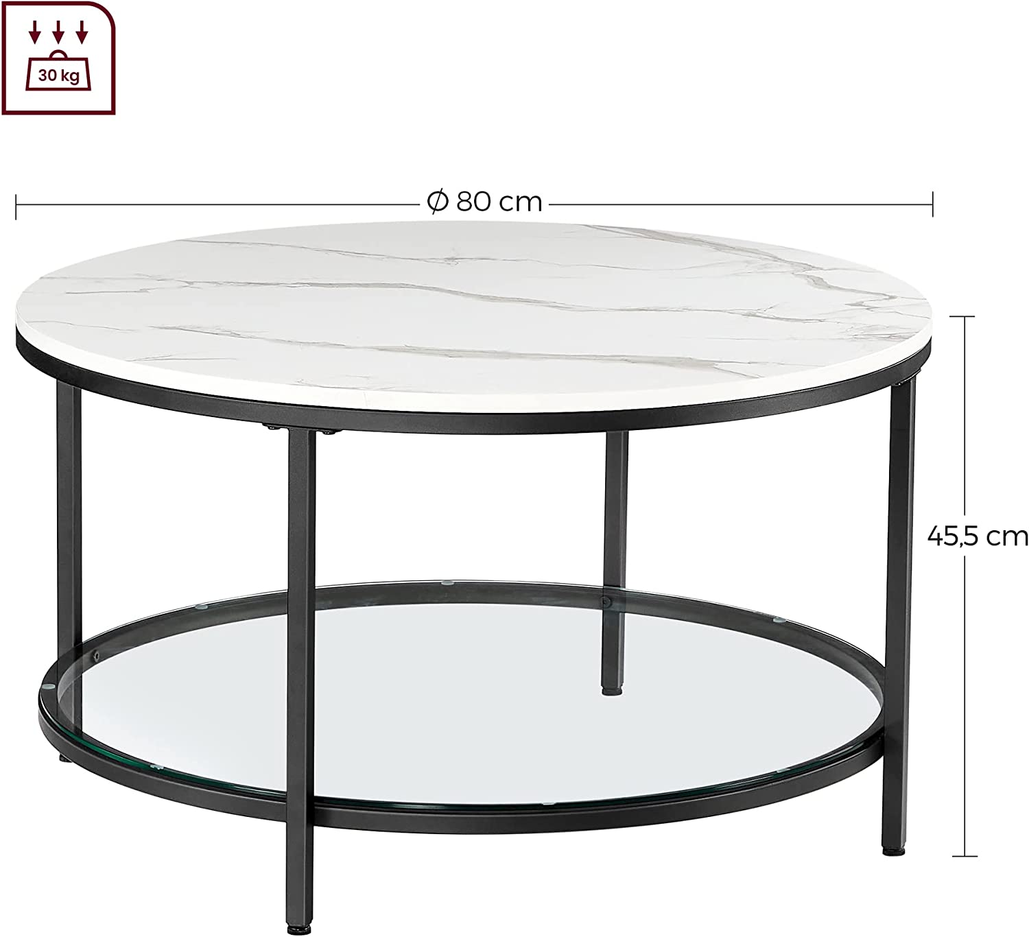 Yaheetech Salontafel met stalen frame en planken, 100 × 50 × 45 cm, industrieel design, landelijke stijl