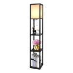 Vloerlamp met 3 planken zwart vintage industrieel ZAZA Home