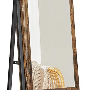 Sieradenkast – Sieradenkast met spiegel – Spiegel staand – Spiegels – Sieradenkastje – Wieltjes - Bruin