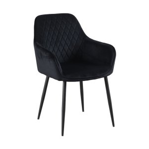 Eetkamerstoel fluweel velvet zwart met armleuning