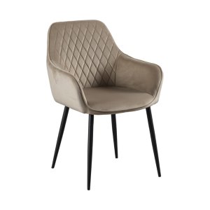 Eetkamerstoel fluweel velvet beige met armleuning