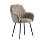 Eetkamerstoel fluweel velvet beige met armleuning