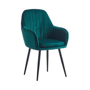 Eetkamerstoel fluweel velvet groen met armleuning