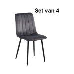 Eetkamerstoelen - Zaza Home Jayden - Fluweel - Grijs