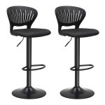 ZAZA Home Barkruk set van 2, barkruk in hoogte verstelbaar met kroonvormige rugleuning, 360° draaibaar, comfortabel gestoffeerde zitting, keuken, bar, zwart