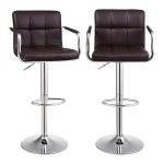 Set van 2 Luxe Barstoelen - Kunstleer - In Hoogte Verstelbaar - Bruin