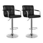 ZAZA Home Barkruk, set van 2 luxe barstoelen, kunstleer, hoogte verstelbaar, zwart