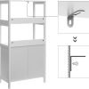 VASAGLE Bathroom Cabinet, Versatile Bathroom Shelf with 4 Floors, Bathroom Cabinet Made of Wood, White, 60 x 122 x 32.5 cm (W x H x D) BBC64WT