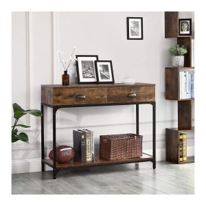 Haltafel - - Industrieel design - Metalen frame - Houtlook