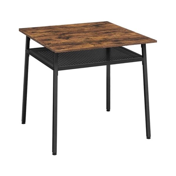 Eettafel - Vintage Living - Met Plank – Industrieel - Bruin/Zwart