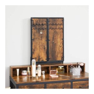 Klassieke industriële kaptafel met ingeklapte spiegel