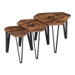 Bijzettafelset - ZAZA Home - Industrieel Vintage Design - Eenvoudig te Monteren - Bruin-Zwart