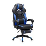 Gamingstoel - ZAZA Home - Ergonomisch design - Verstelbare hoofdsteun - zwartblauw