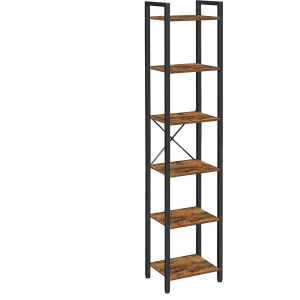 Boekenkast - Keukenrek staand – Opbergkast – Wandkast Industrieel – Opbergrek – 6 Planken – Metaal/hout