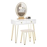 Make-Uptafel Kaptafel Met Dimbare Ledverlichting Wit