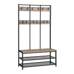 Kapstokbank - ZAZA Home - Industrieel design - Stalen frame - Grijs-zwart