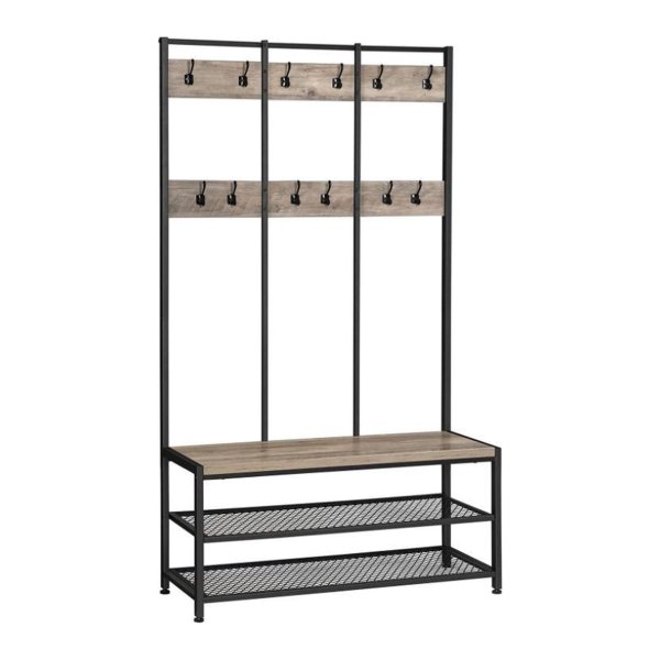 Kapstokbank - ZAZA Home - Industrieel design - Stalen frame - Grijs-zwart