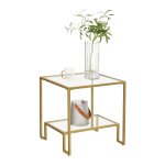 Nachtkastje - ZAZA Home - Gehard glas - Stalen frame - Goudkleurig