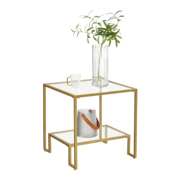 Nachtkastje - ZAZA Home - Gehard glas - Stalen frame - Goudkleurig