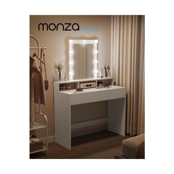 Stijlvolle Witte Kaptafel en Luxe Make up Tafel - Eenvoudige Montage, Verstelbare LED Verlichting en Ruime Opbergruimte! - Creëer Jouw Perfecte Make-up Hoekje
