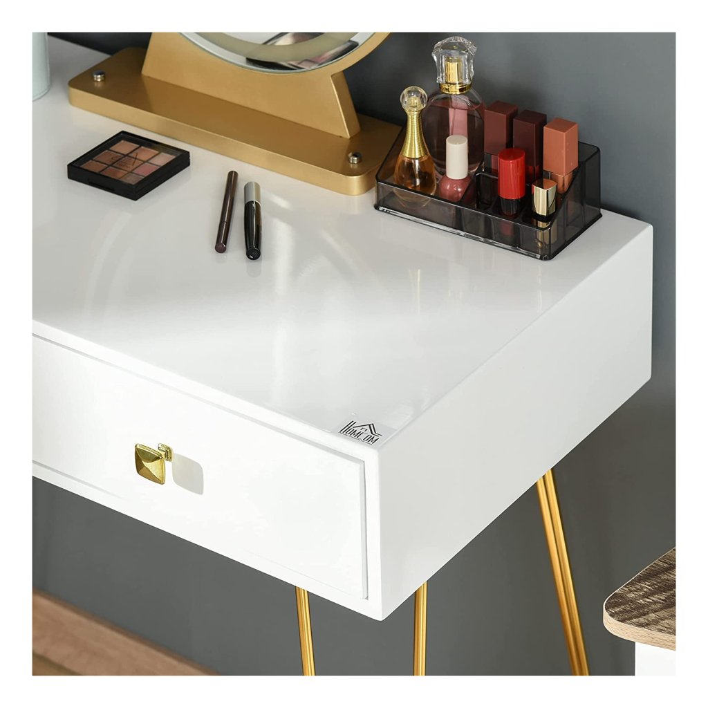 Houtlook - Hout - Goud - Rond - Met spiegel - Kaptafel kopen