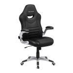 Bureaustoel, Ergonomische Draaistoel, Speelstoel Met Opklapbare Armleuningen, Computerstoel, Nylon Stervoet, Max. Statische Belasting 150 Kg, Voor Kantoor, Studie, Zwart