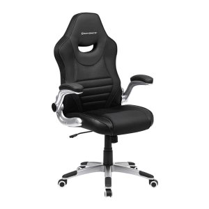 Songmics OB932B Bureaustoel Van Pu, Sluitvast, In Hoogte Verstelbare Draaistoel Met Ergonomisch Design Zwart