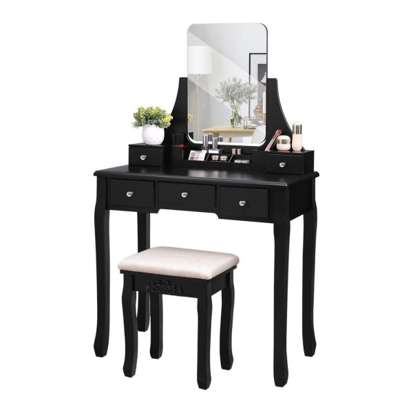 Kaptafel - ZAZA Home - Met Spiegel - Voor Dames - ZWART