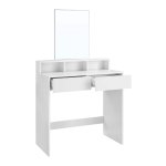 Kaptafel - Make-up tafel - Kaptafel spiegel - Make up tafel met Spiegel - Met krukje – 2 lades – Wit