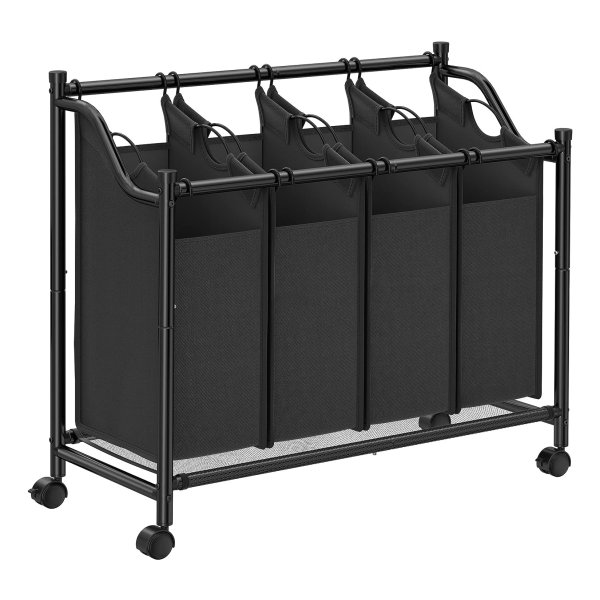 Wasmanden - Sorteermand voor de was - Verrijdbare trolley - Zwart