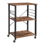Serveerwagen - Retro Design - 3-laags - Zwart