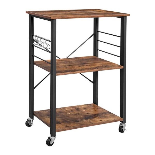 Serveerwagen - Retro Design - 3-laags - Zwart