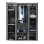 Kledingkast – Stabiele garderobe met kledingstang en rekken – Grijs