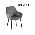 Eetkamerstoelen - Luxe Living - fluweel - grijs