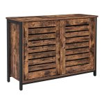 Schuifdeurkast - VintageLiving - Industrieel design - Stalen frame - Bruin-zwart