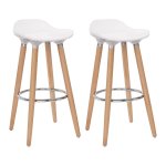 Set Van 2 Barkruk Zithoogte 73 Cm Counter Kruk Poten Van Beuken Zitschaal Van Kunststof Wit