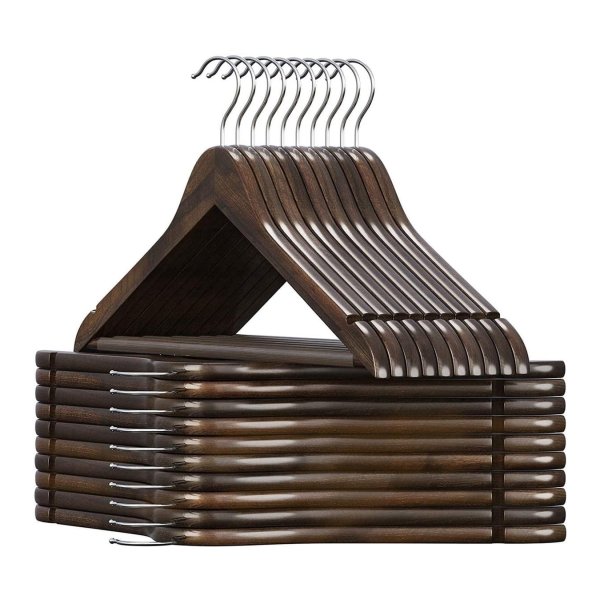 Kledinghanger - Houten kledinghangers - Antislip grip - Donker walnootkleur
