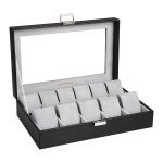 Horlogebox - Luxe opbergbox - Groot vak - Zwart
