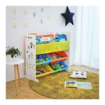 Kinderboekenplank - Opbergrek met 6 Kunststof Bakken - Speels - Multifunctioneel - Wit
