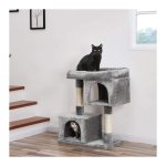 Kattenboom - Krabpaal XXL - Groot Platform - Pluche Grotten - Lichtgrijs