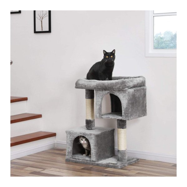 Kattenboom - Krabpaal XXL - Groot Platform - Pluche Grotten - Lichtgrijs