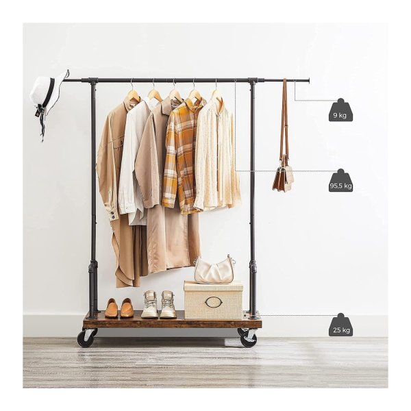 Kledingrek - DesignFashion - Industriële stijl - Praktisch - Bruinzwart