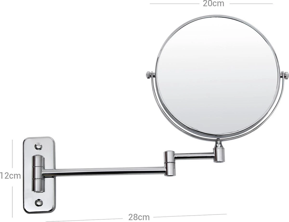 Glad Turbulentie Hick 10x vergrotende spiegel, cosmetische spiegel die 360 ​​° kan worden  gedraaid, ronde badkamer scheerspiegel voor wandmontage, Ø 20 cm,  dubbelzijdig, met opklapbare arm, uitschuifbaar, gemaakt van roestvrij  staal - SimpleDeal.nl