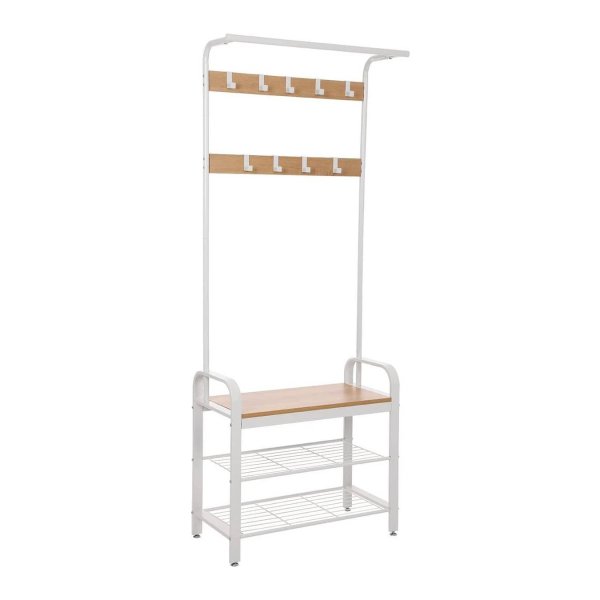 Kledingrek - ModernHome - Afneembare Haken - Schoenenrek - Crème