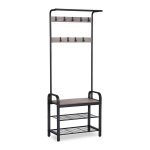 Garderobebank - Industrieel - Kapstok - Zitting - Grijs-Zwart